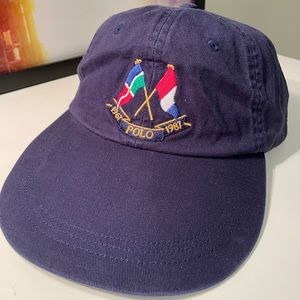 Polo Ralph Lauren Cross Flags Anniversary Long Bill Hat Cap in Navy NWT